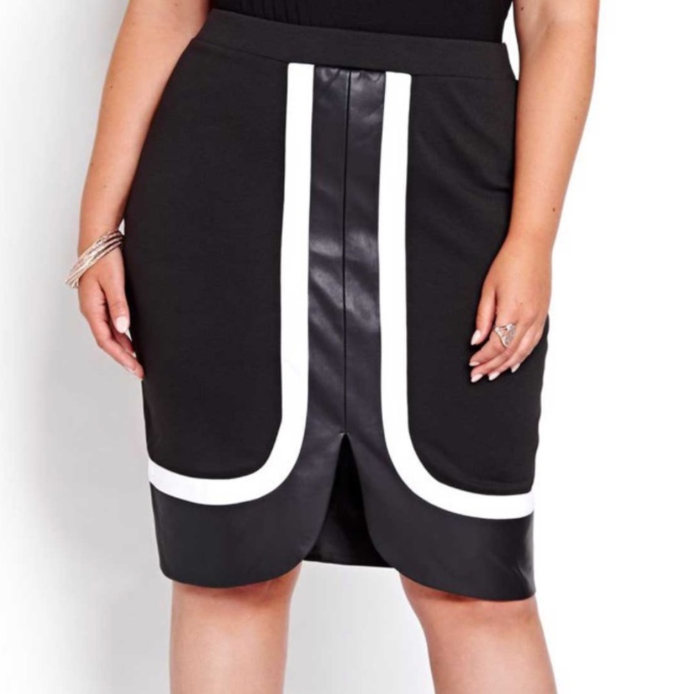 Women Skirt/Bottom 20 Black WHT Ponte Pencil